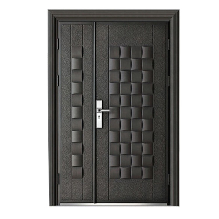 FPL-8008 Black Aluminium Plate Stainless Steel Panel Entry Aluminium Cast Door
